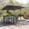 Parasol déporté MOLOKAI carré 2,7x2,7m gris